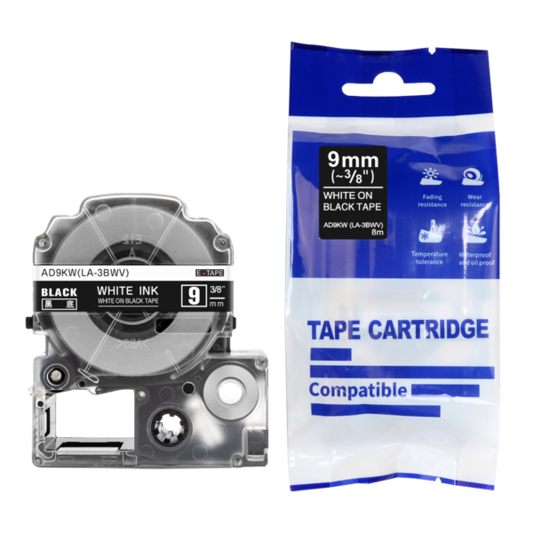 SBT tape for Epson LK3BWV 9mm x 8m White on Black, standard label - Image 3